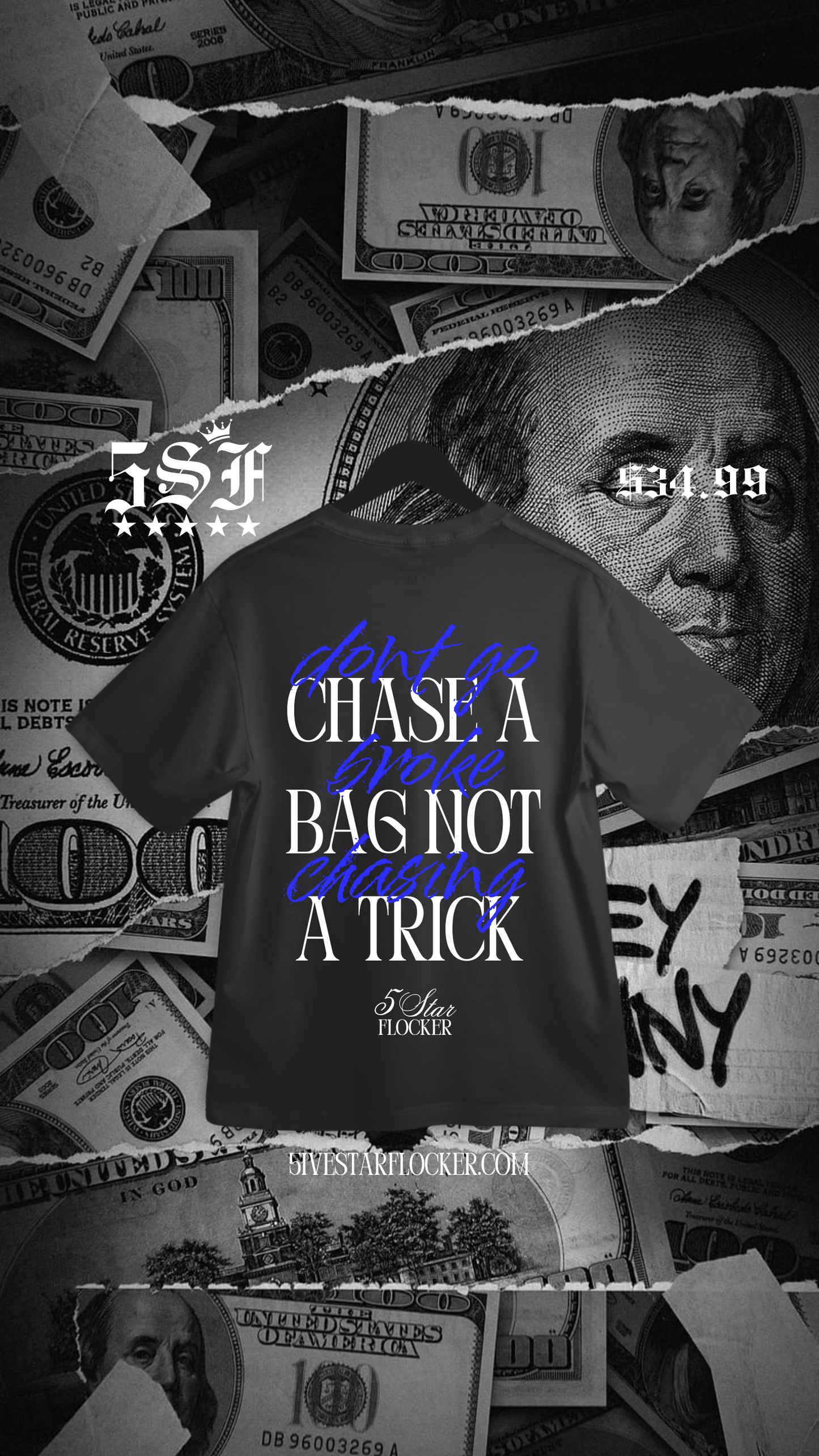 “CHASE A BAG” BLUE TEE